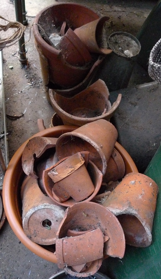 broken terracotta pots
