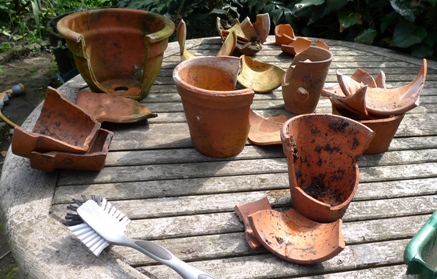 broken terracotta pots