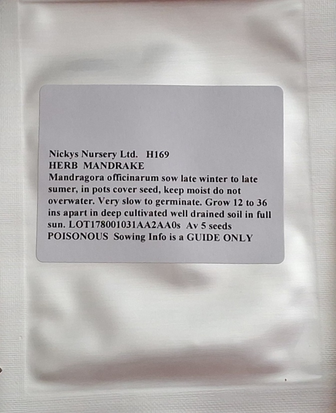 mandrake seed packet